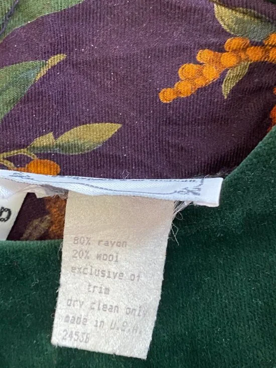 Vintage wool blend midi dress with velvet trim. S - M - Picture 6 of 7